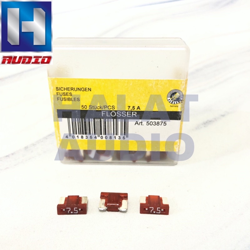 Sekring / Skring / Fuse Cucuk Kecil Rata Mini Flosser Germany 7.5A 7.5 Ampere