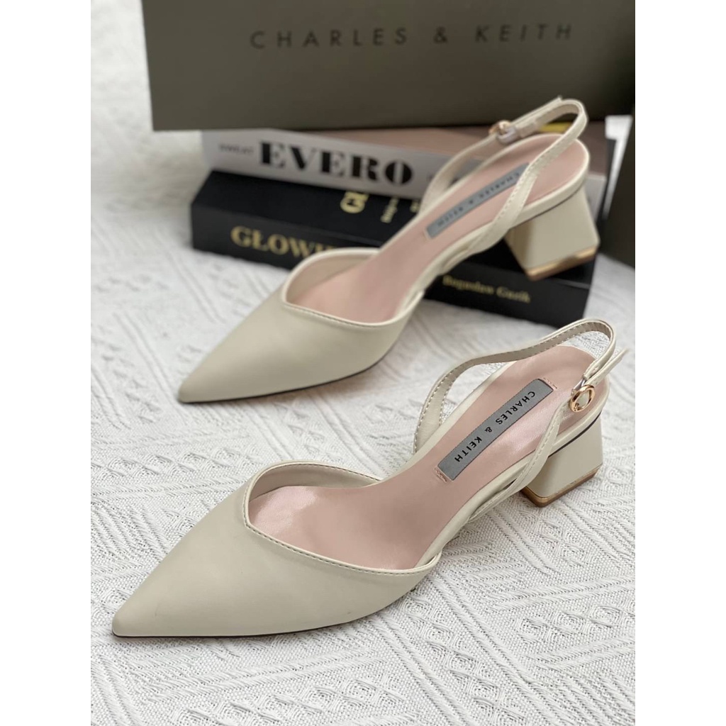 SEPATU WANITA CKS433 TRAPEZE HEELS SLINGBACK PUMPS PREMIUM IMPORT