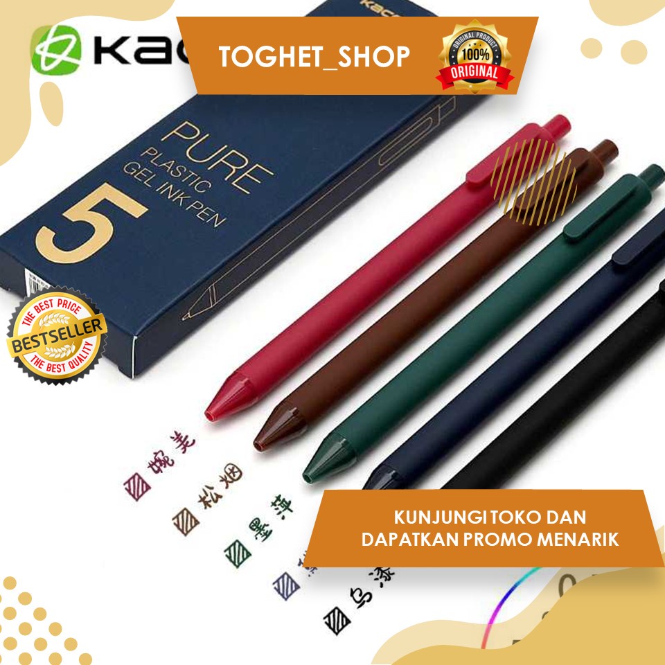 

Pulpen Pena Gel Vintage Gel Pen Pena Pulpen 0.5mm 5 PCS (Colorful Ink) Cepat Kering Desain Ergonomis