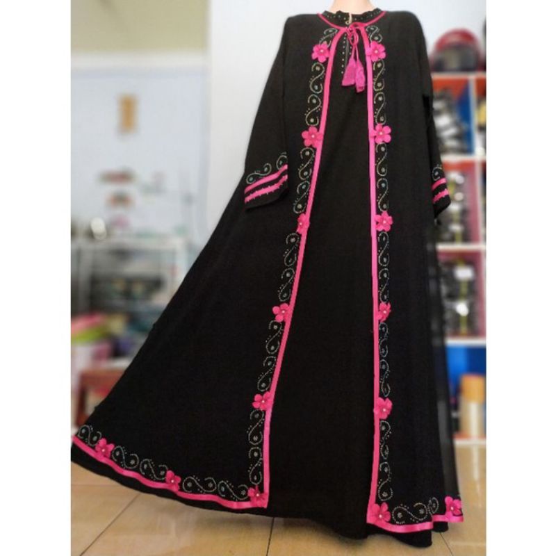 Abaya Aurora Best Seller Abaya Jetblack Gamis khas Temboro