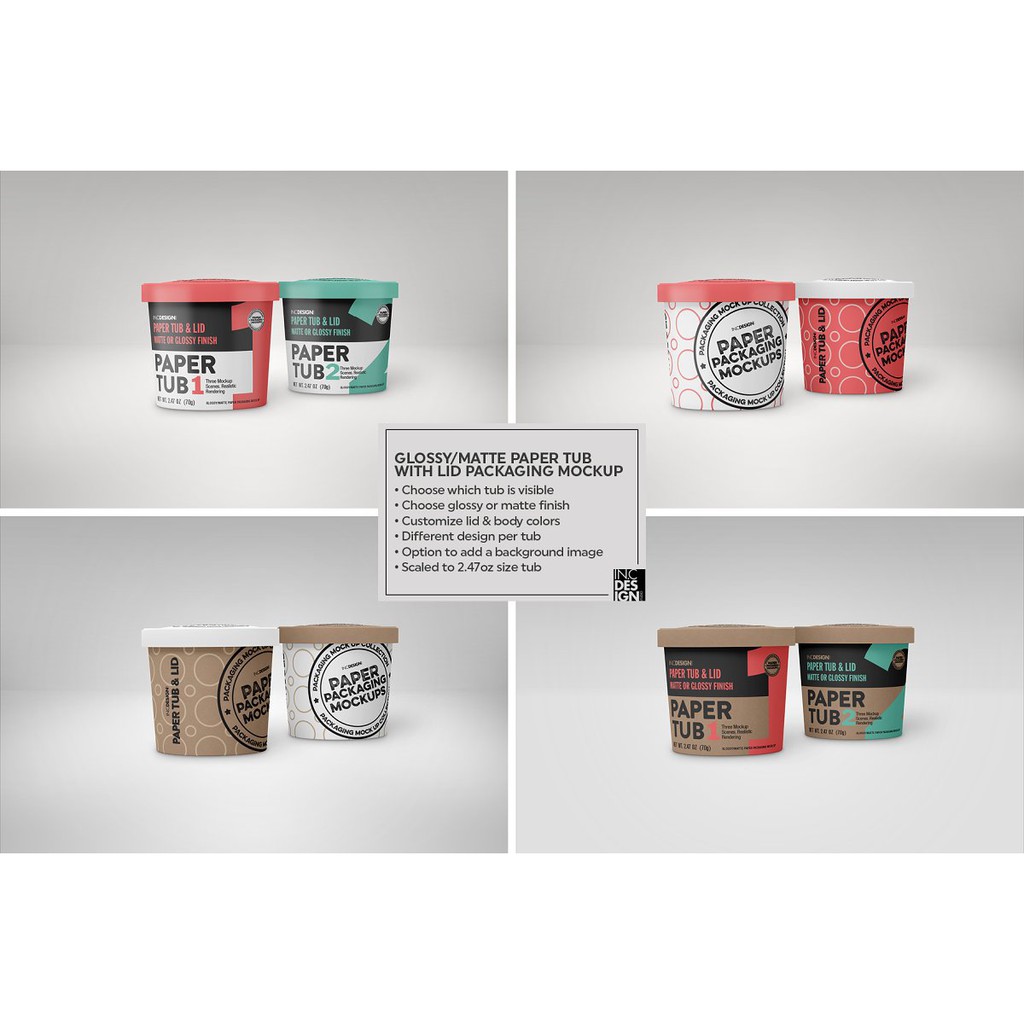 Paper Tub With Lid Packaging Mockup - Photoshop