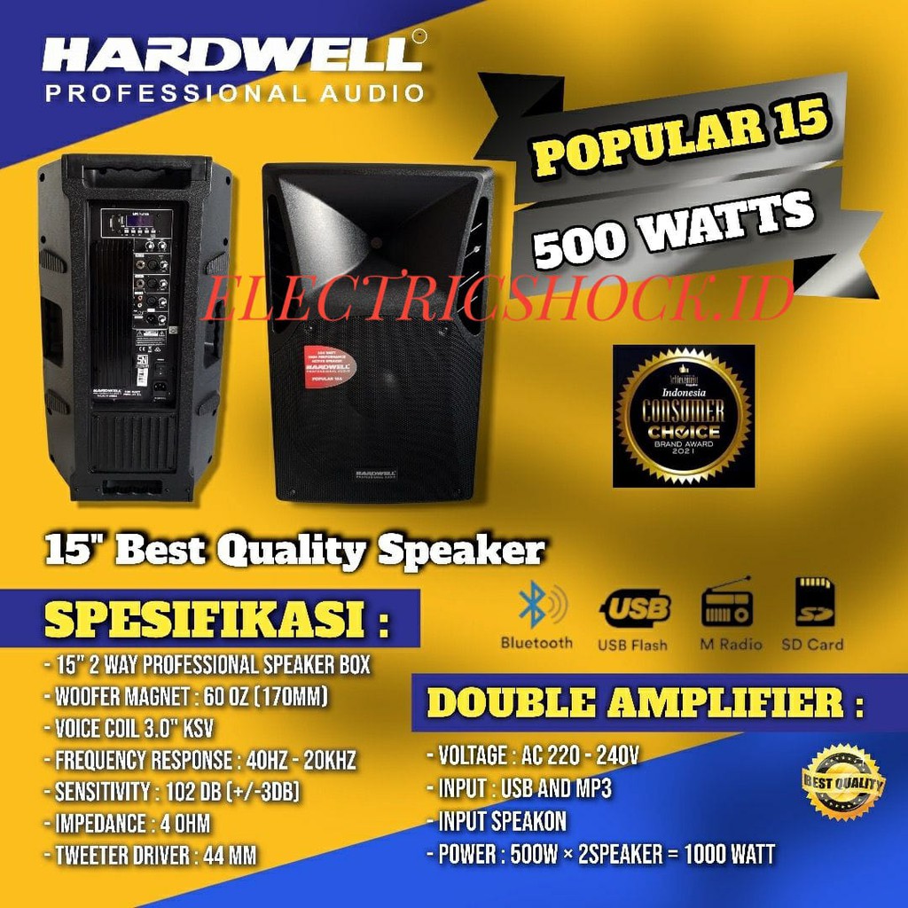 SPEAKER AKTIF HARDWELL POPULAR 15 / POPULAR15 ORIGINAL GARANSI