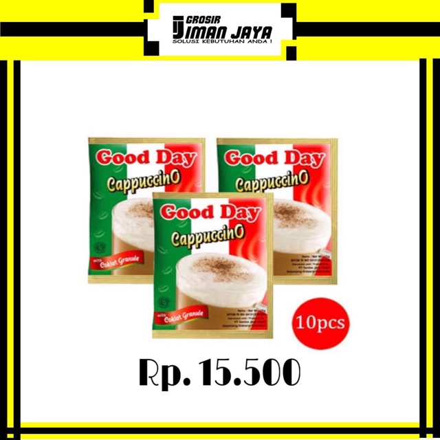 

Good Day Cappuccino 25gr. 1 Renceng (10 Sachet)