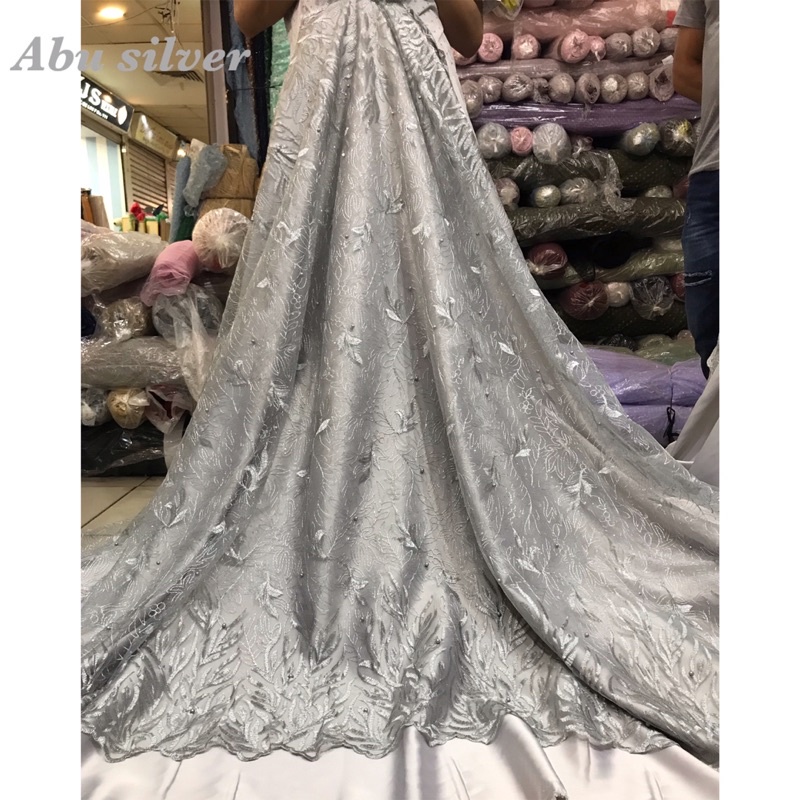 MURAH!!Kain bahan Tille akar mutiara bordir / bahan kebaya brokat tulle.