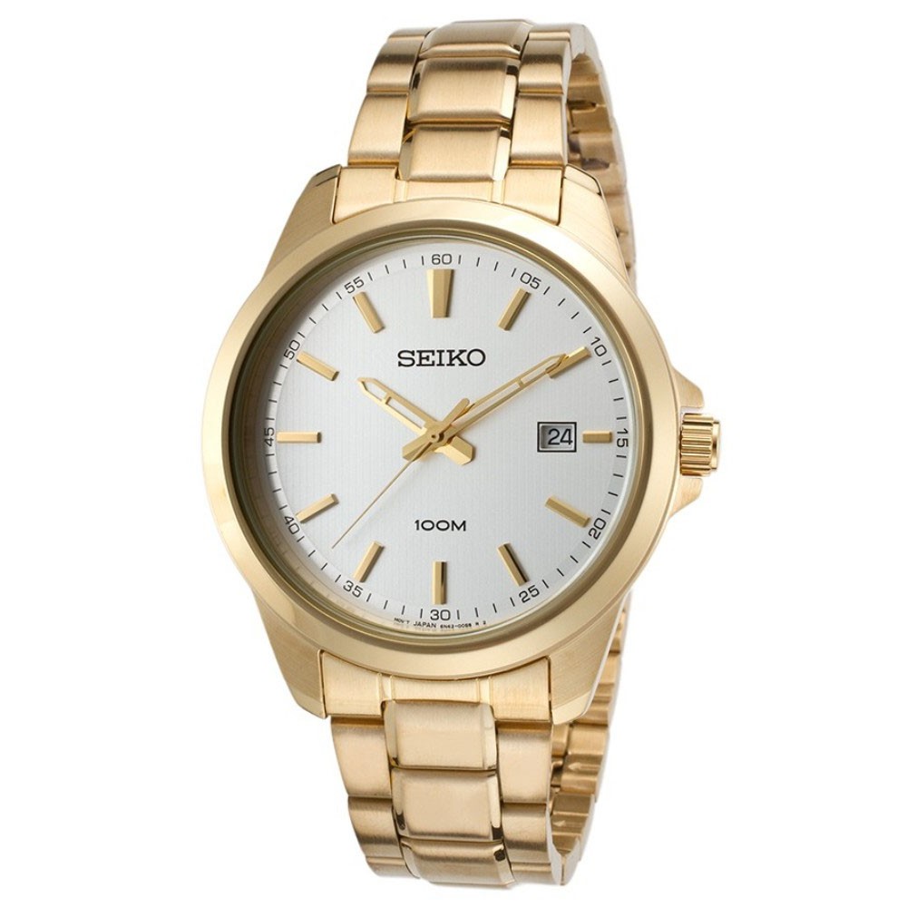 Seiko Quartz SUR158P1 Gold Plated Bracelet | Jam Tangan Pria SUR158