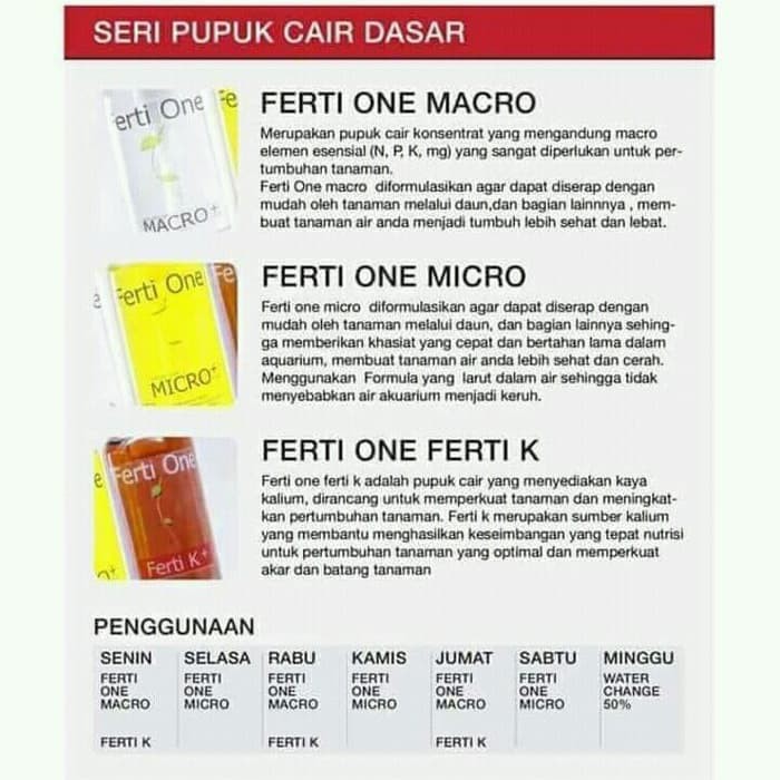 PAKET PUPUK CAIR AQUASCAPE FERTI ONE MICRO,MACRO,FERTI K 250 ML PROMO