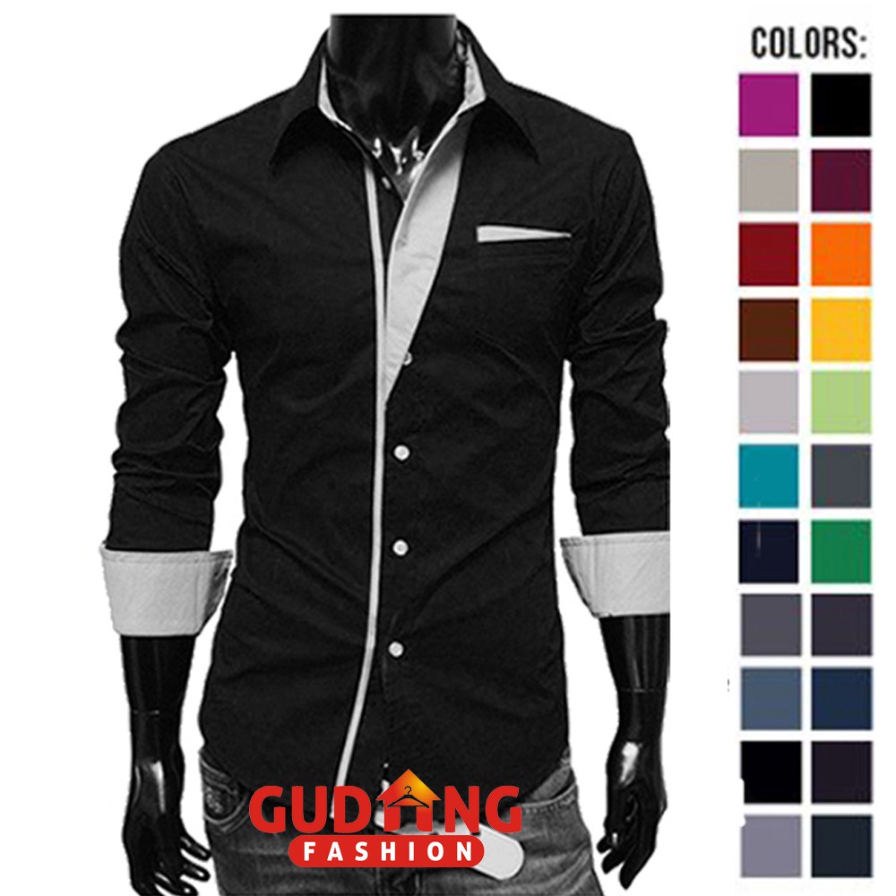 Kemeja Korea Casual Stylish Lengan Panjang Slim Fit - Banyak Pilihan Warna LNG (COMB)