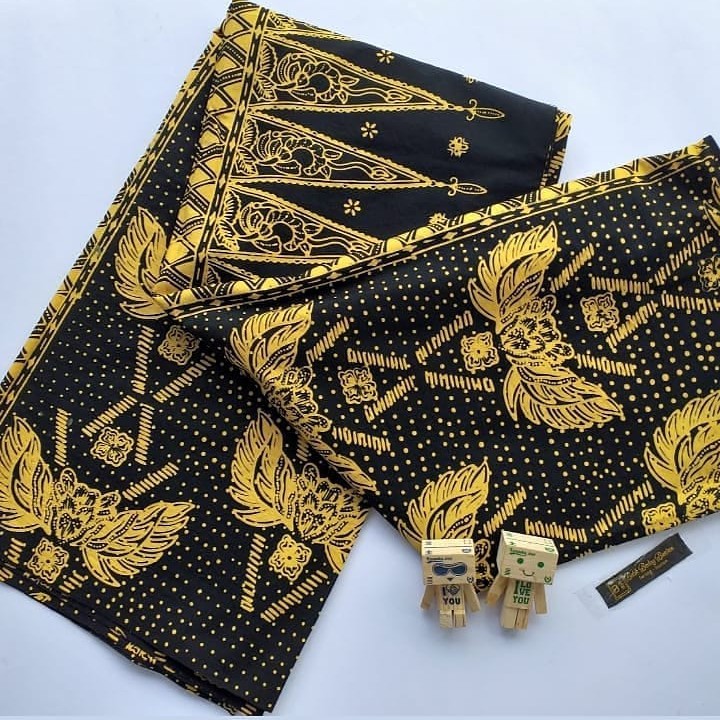 Kain Batik Baduy Tulis-Motif Tapak Kebo Gold Hitam-Katun