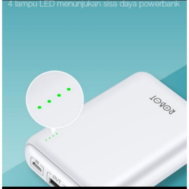 ROBOT  RT10 10000mAh  Micro-Type C Input Super Mini LEDlight PowerBank original 100% dan bergaransi