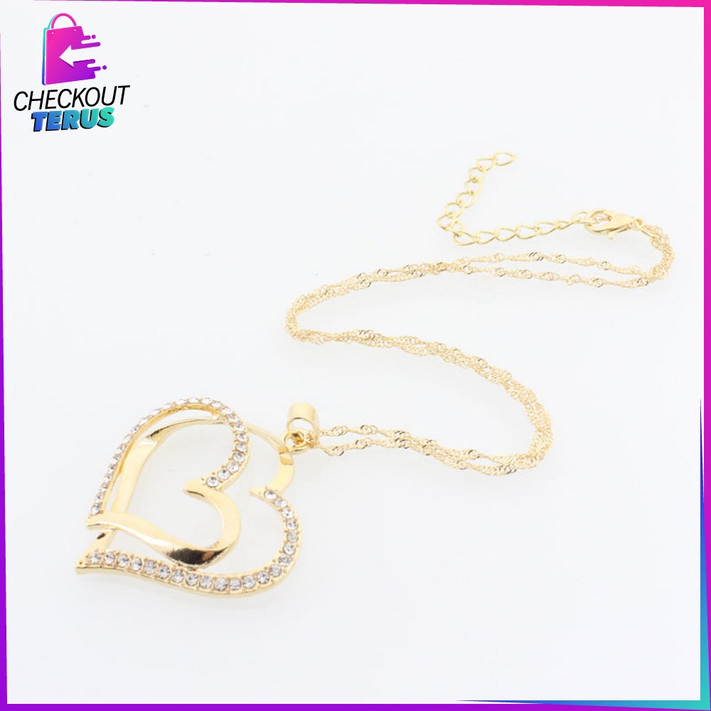 CT K120 Kalung Anting Set Motif Hati Kalung Rantai Anti Karat Aksesoris Fashion Wanita Korea Kalung Rantai