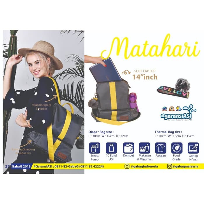 Gabag Matahari Cooler Bag Backpack Series Free 2 ice gel