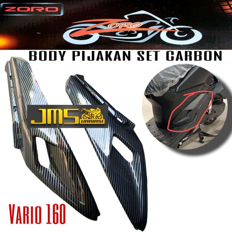 cover tutup carbon pijakan bodi samping kiri dan kanan carbon vario 160 new zoro