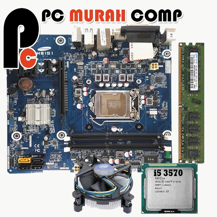 Mainboard LGA 1155 H61 OEM dengan I5 3570 dan RAM PC DDR3 4GB