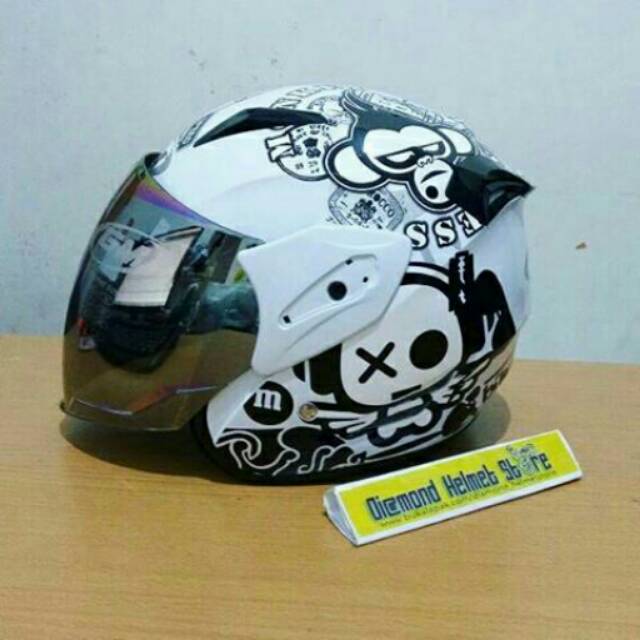 Helm GM Fighter Speak Up Bikerz Demon Pearl White murah berkualitas
