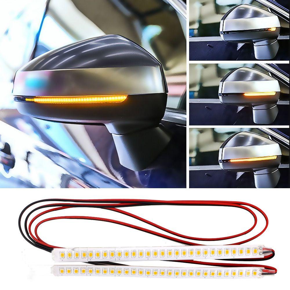 Lanfy Lampu Indikator Dinamic Mobil-styling Kuning Amber Flowing Safety 2PCS/Set Spion 1pasang Sein Strip Light