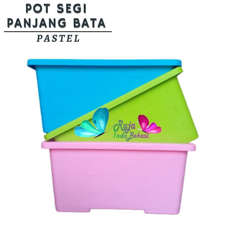 Pot Segi Panjang Bata 25 Cm Pastel Pink Hijau Biru Pot Bunga Panjang Roemah Pot Kotak Bagus