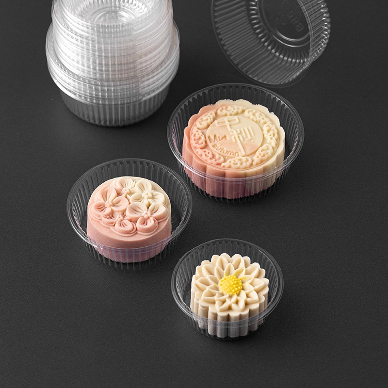 Kotak Kemasan Permen / Kue Bulan Bentuk Bulat Bahan Plastik Transparan