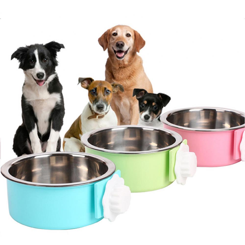 Mangkok Makan / Minum Gantung Bahan Stainless Steel Untuk Anjing / Kucing