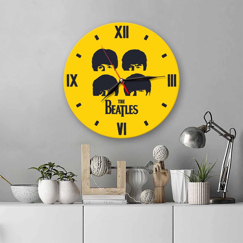 JAM DINDING KAYU UNIK BAND THE BEATLES - DEKORASI RUANGAN KAMAR - HADIAH ULANG TAHUN - BTLS S1-5