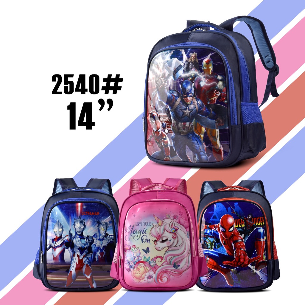 Tas Sekolah 2540-14 Inch Anak TK Dan SD Tas Ransel Anak Laki-Laki Dan Perempuan Tas Punggung Cartoon Anak