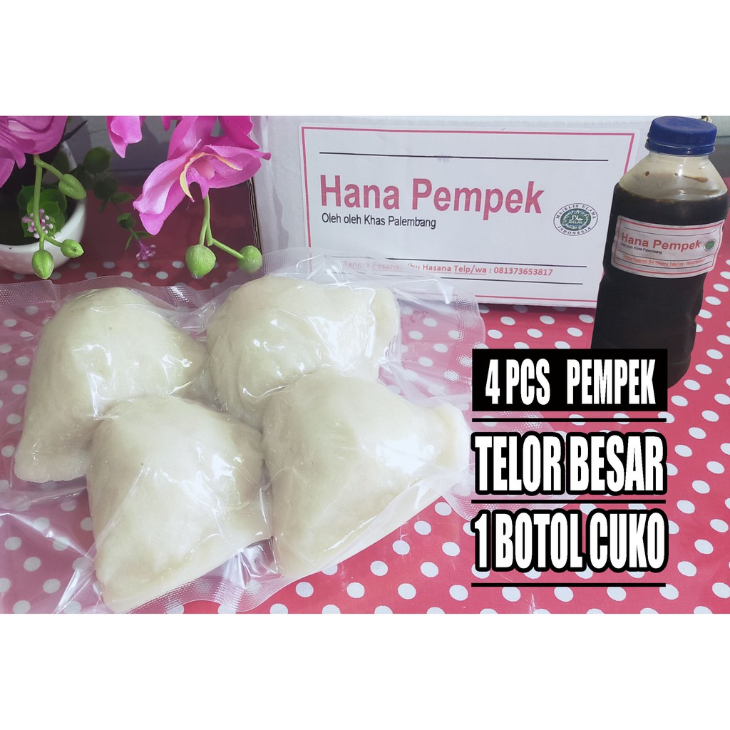 

PEMPEK PALEMBANG | PEMPEK TELOR BESAR ISI 4 PCS, MAKNYUSSS + CUKO 150 GR, PAKET 50 RIB