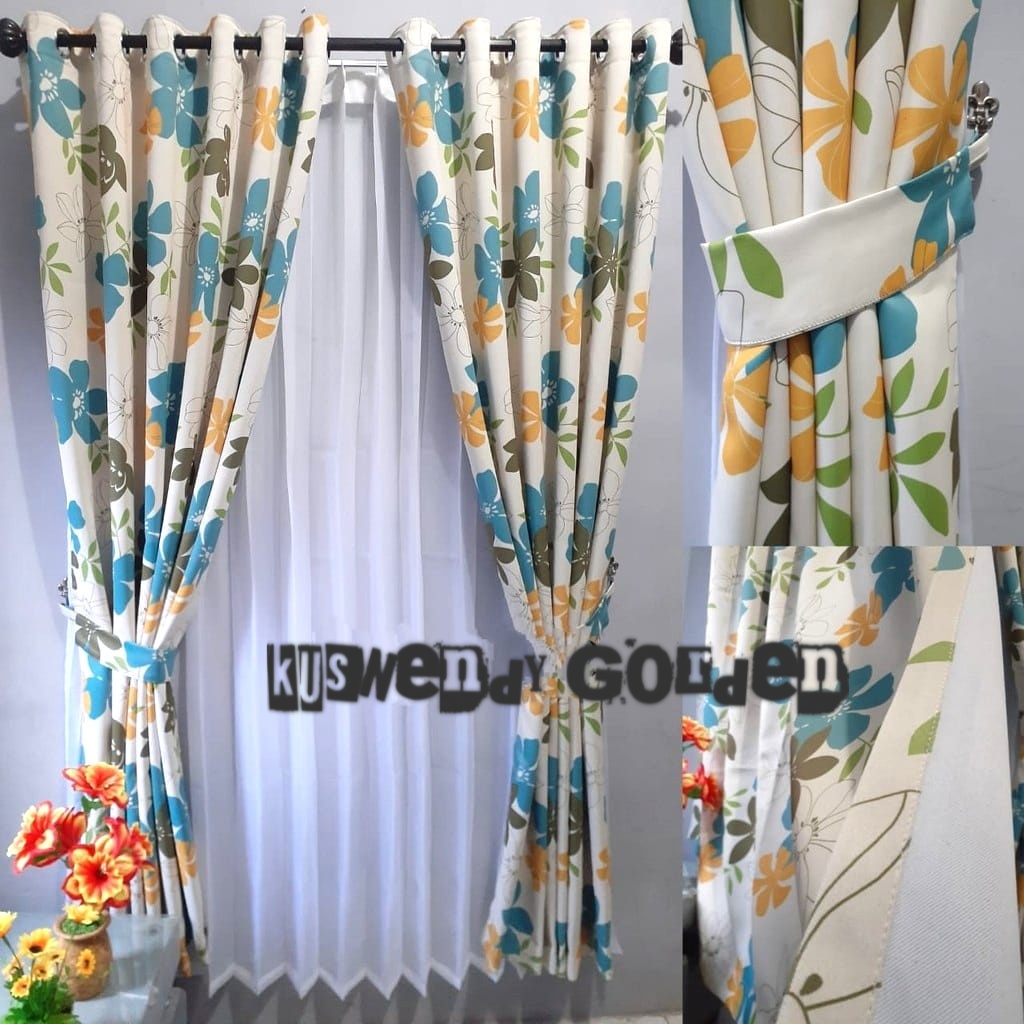 Gorden Blackout Motif 150 x 275 cm Tinggi 2.75 meter Hordeng Jendela Pintu Tirai Minimalis