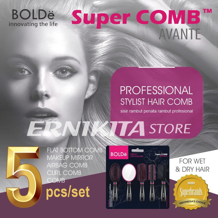 BOLDe Super Comb Avante Set - BOLDe Sisir Rambut + Cermin