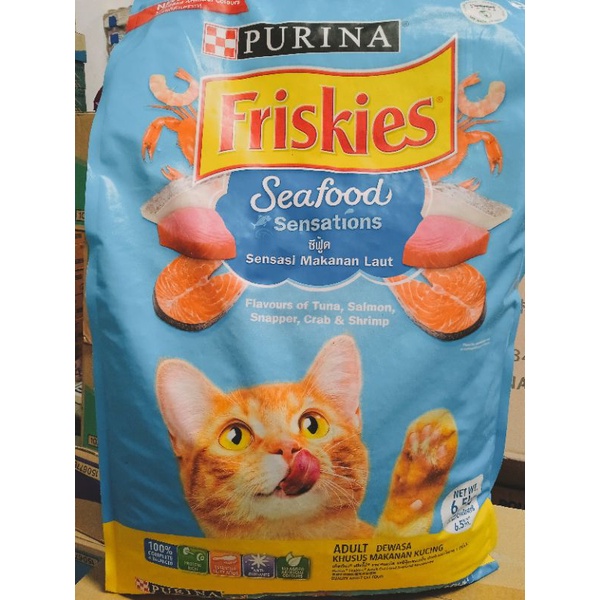 Grab/Gojek makan kucing friskies seafood kemasan 6,5kg makanan kucing frieskis  6,5kg