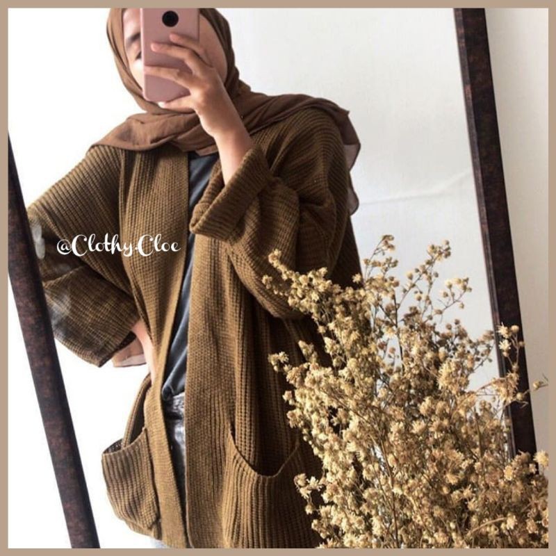 LAVELLA/LOOCY CARDY 7 GET  oversized - cardy wanita - kardigan wanita - kardigan bigsize-BRONZE