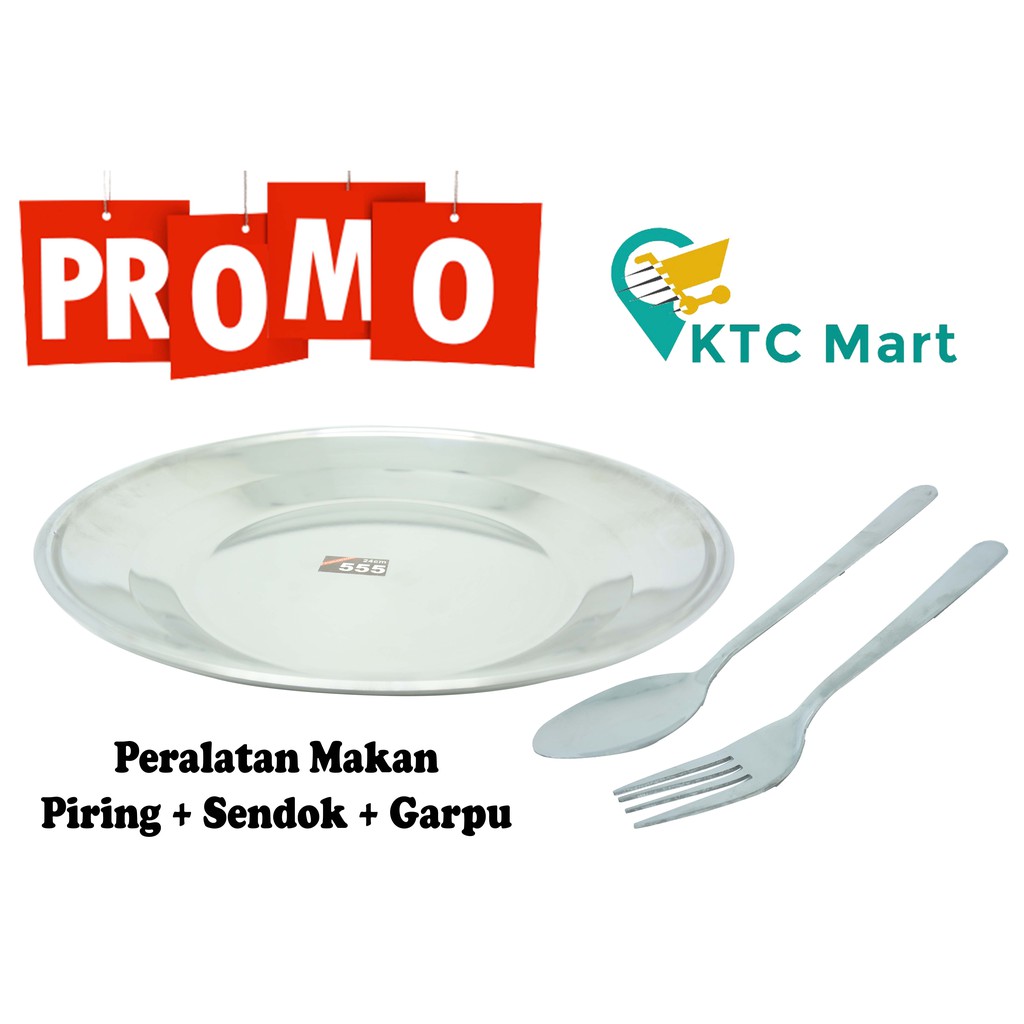 [PROMO SET] Peralatan Makan MURAH Stainless (Piring Sendok Garpu)