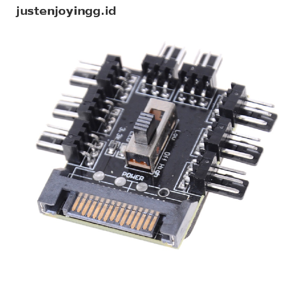 // justenjoyingg.id // Splitter Cooler Fan Hub Computer SATA 1 to 8 3pin 12V Power Socket PCB Adapter ~