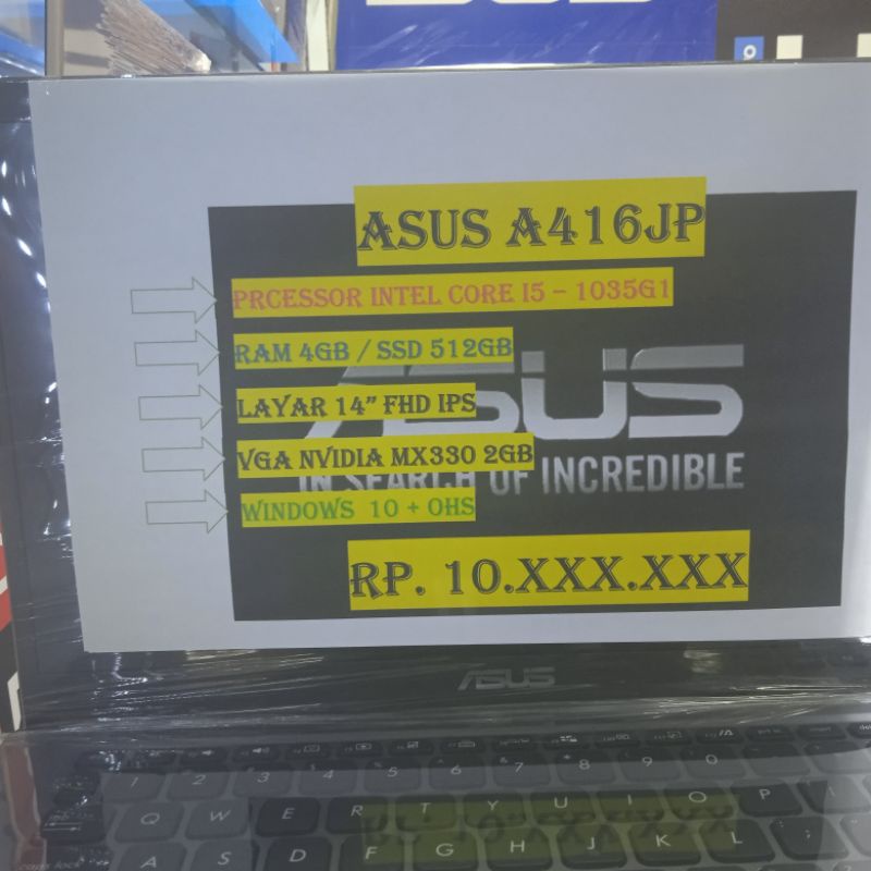 ASUS A416JP I5 1035G1 4GB SSD 512GB NVIDIA GEFORCE MX330 2GB
