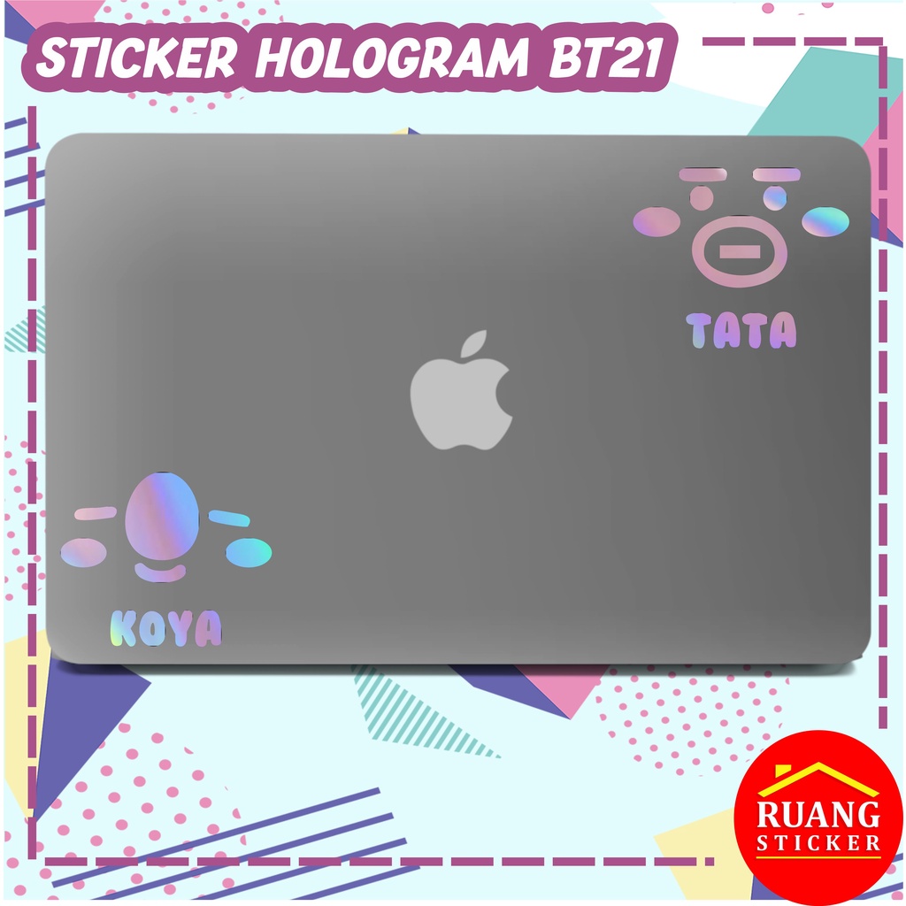 STIKER HOLOGRAM PELANGI BTS BT21 KARAKTER VARIASI 5 SEHARI JADI CUSTOM