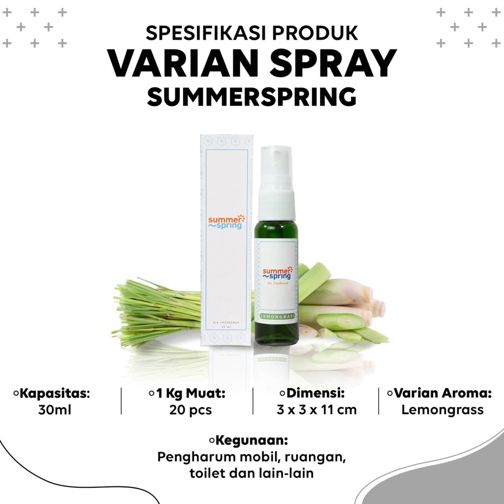 SummerSpring Spray Pengharum Mobil AC Aroma Lemongrass Pewangi Ruangan Kamar Parfum Kamar Mandi