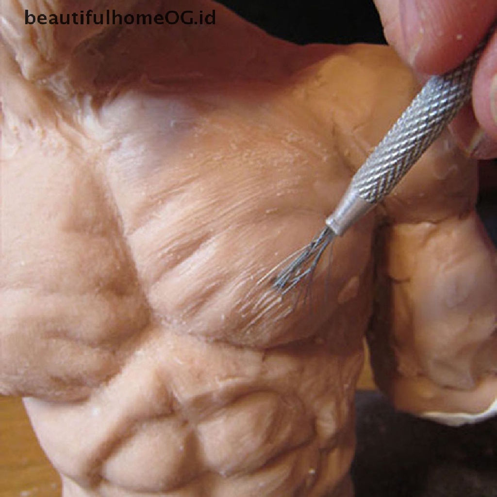 Set Alat Pahat Tanah Liat Tekstur Bulu 7 Pin