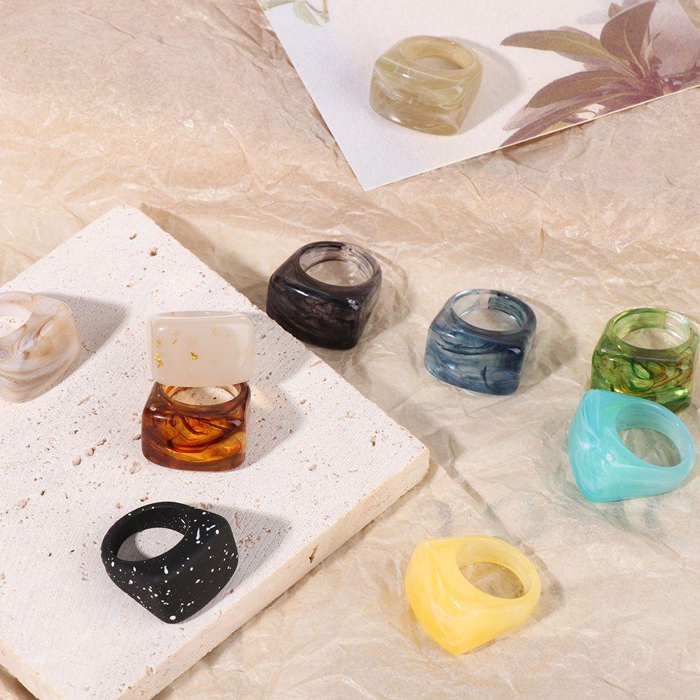 Lily Acrylic Cincin Hadiah Perhiasan Akrilik Warna-Warni Art Decor Motif Marmer