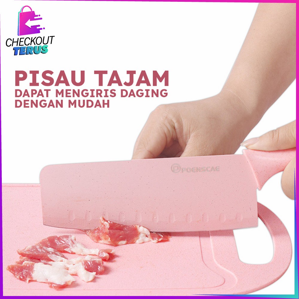 CT C514 Pisau Set 7IN1 Peralatan Dapur Kitchen Knife Set Dengan Telenan Pisau Gunting Dapur Serbaguna