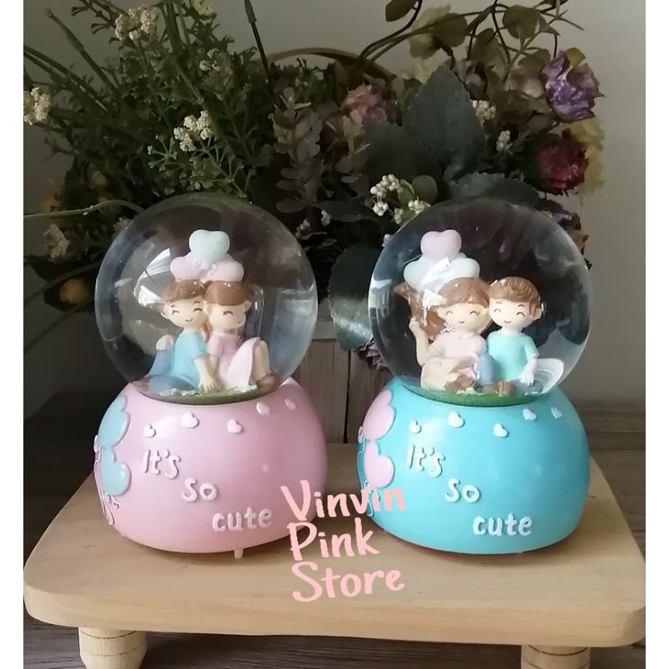 snowball Bola air musik salju  non otomatis dan lampu kotak musik couple love story hadiah anniversa