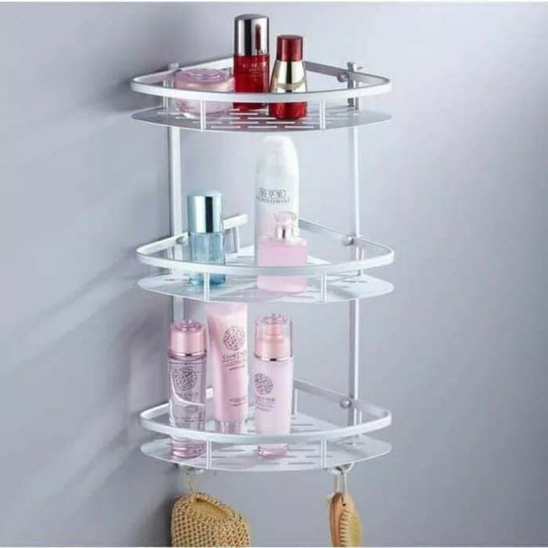 Rak Sudut Kamar Mandi 3 Tingkat / Rak Siku Toilet Kamar Mandi