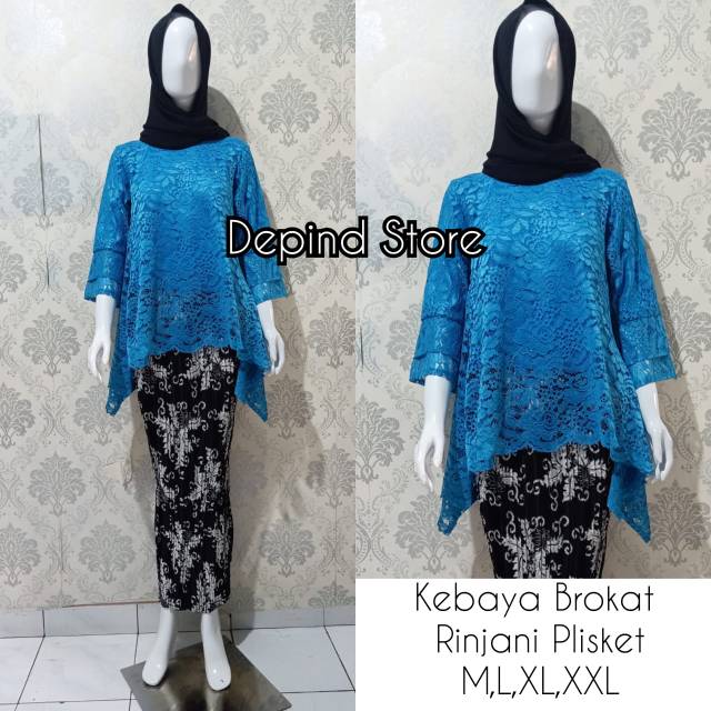 Set Kebaya Rinjani Rok plisket/Varian Warna/Turkish/Navy/Salem/Grey/Merah Cabe/Coksu/Kebaya Terlaris