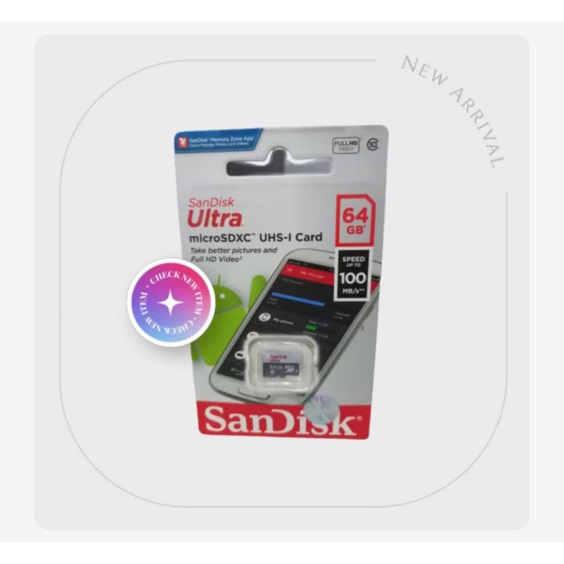 original Memori micro sd sandisk ultra 64gb, sandisk ultra 64gb class 10, micro sd sandisk ultra 64g