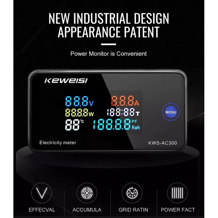 WattMeter AC 50-300V 10A 100A KWS-AC300 KWh Voltmeter Ampere Power Energy Meter