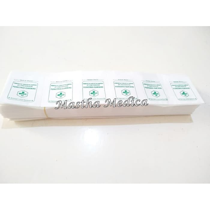 Kertas Puyer Plastik kantong Puyer Obat Handbond Logo Sablon