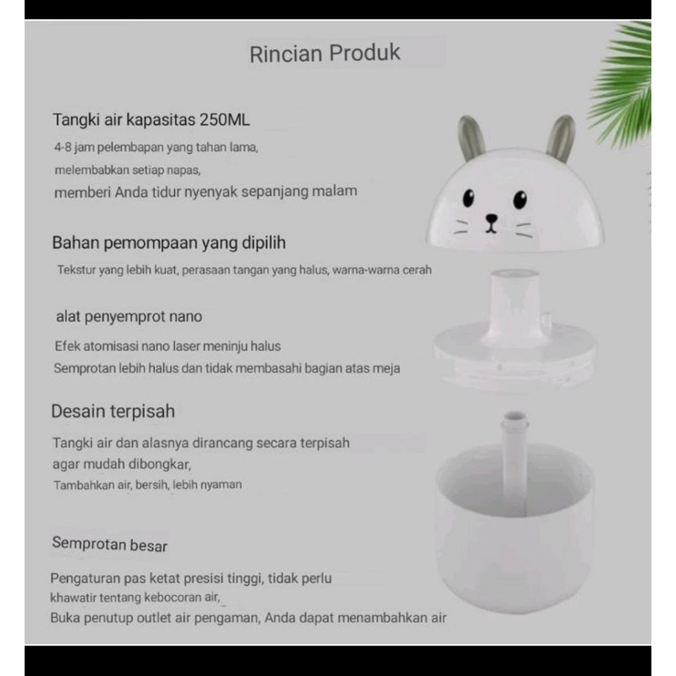 humidifier cute rabbit pelembab udara ruangan cat