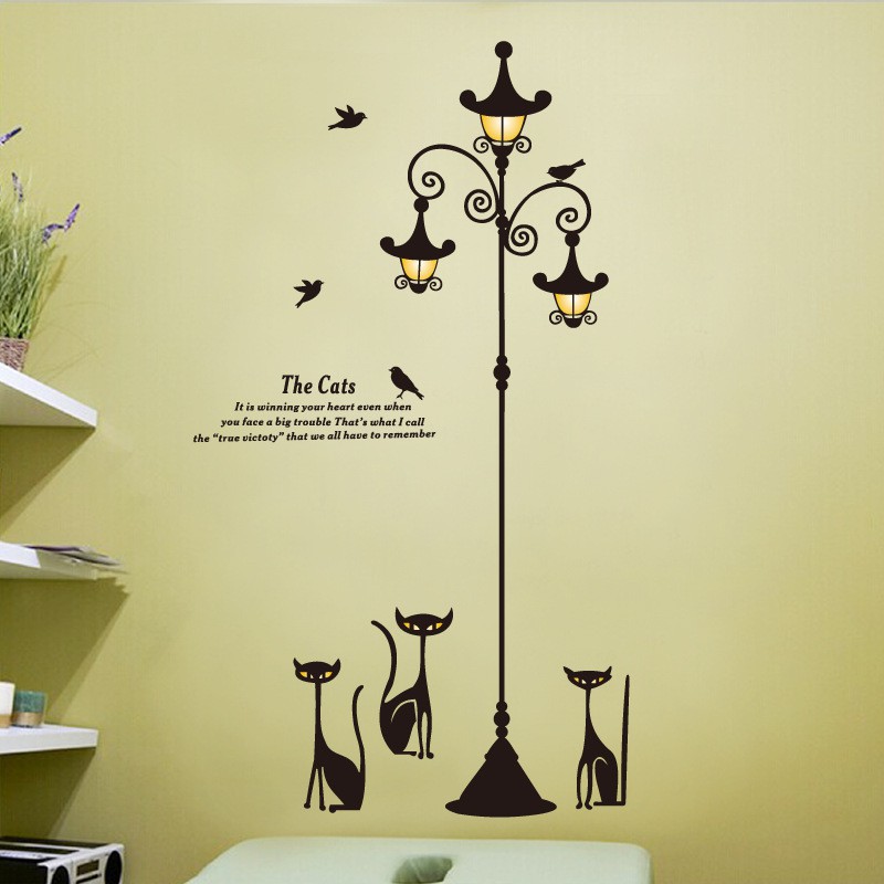 RELIZA WALL STICKER LAMPU TAMAN KUCING DAPUR KEBUN RUANG TAMU STIKER  DINDING