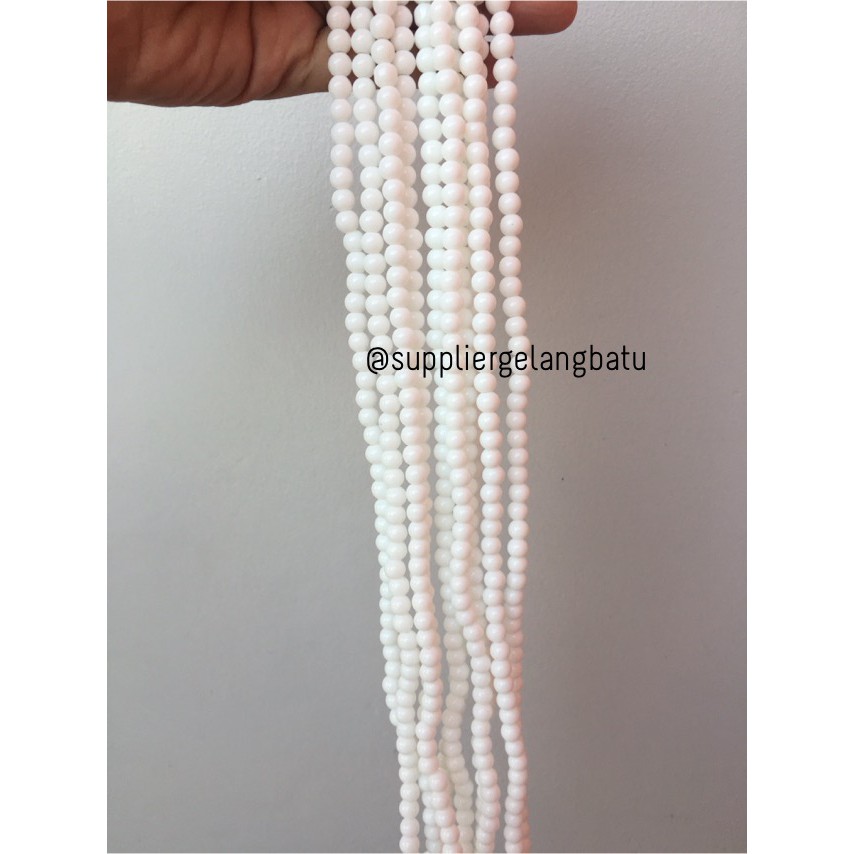 batu kristal 6mm white onyx susu natural putih stone healing akik aksesoris beads craft supplier