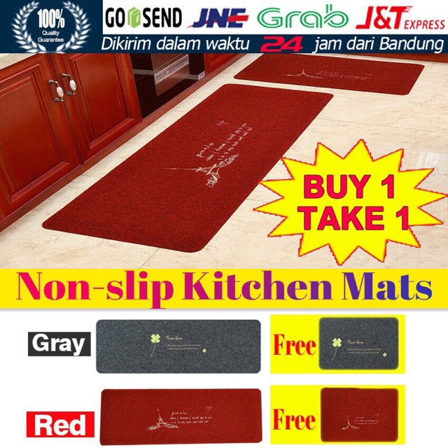 2pcs Karpet Anti Slip Untuk Dapur Kesayangan Dapat Menyerap Minyak dan Air Aksesoris Rumah Tangga