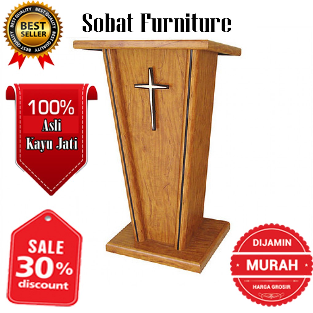 Mimbar Gereja Kayu Jati Minimalis / Podium Gereja / Pidato Gereja / Furniture Gereja Harga Murah