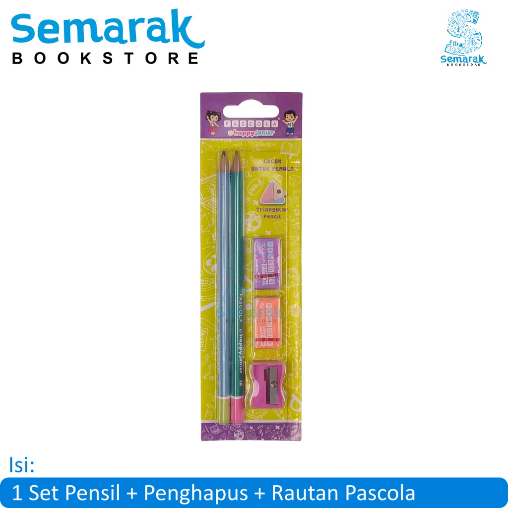 

Standard Pascola Triangular Happy Junior 2B [1 Set / 2 Pcs Pensil + 2 Pcs Penghapus + 1 Rautan]