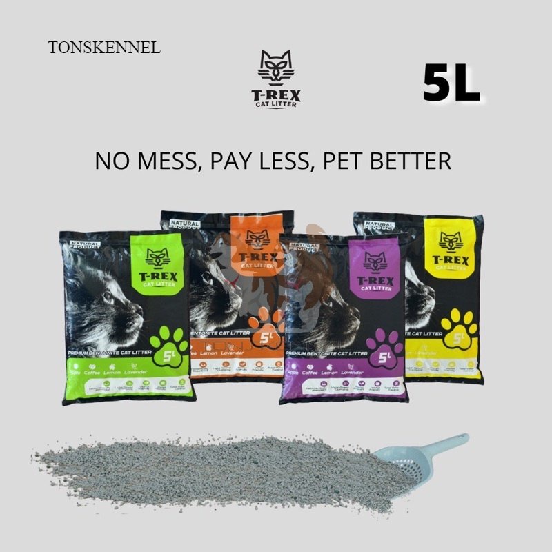 Pasir Kucing TREX 5L (BONUS 0.5L) True Test TrueTest Poocha 5L Lovesh 5.5L 5.5 L Pasir Gumpal Wangi Bentonite Hovey Top Mantoel Naughty Tail 5 Liter 10 Liter 25 Liter 5 Lt 10 Lt 25 Lt 10L 25L T rex T-rex